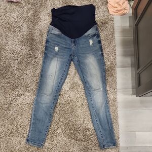 Pinkblush Distressed Blue Maternity Skinny Jeans